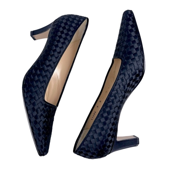 BOTTEGA VENETA 17087 POINTED TOE SILK INTRECCIATO LEATHER SOLE PUMP HEELS - Picture 5 of 14